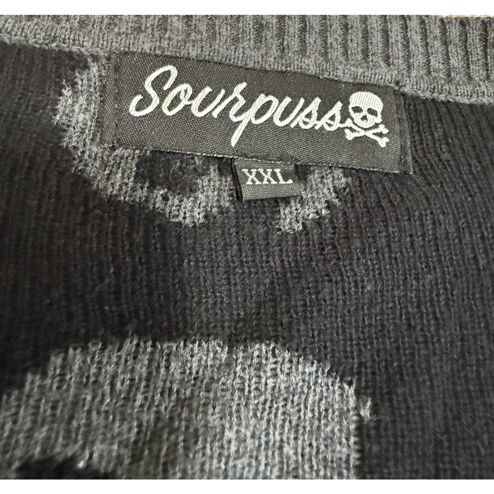 SOURPUSS Skull Cardigan Size XXL (CHECK?) - Black Gray Halloween Spooky Women - Picture 2 of 7